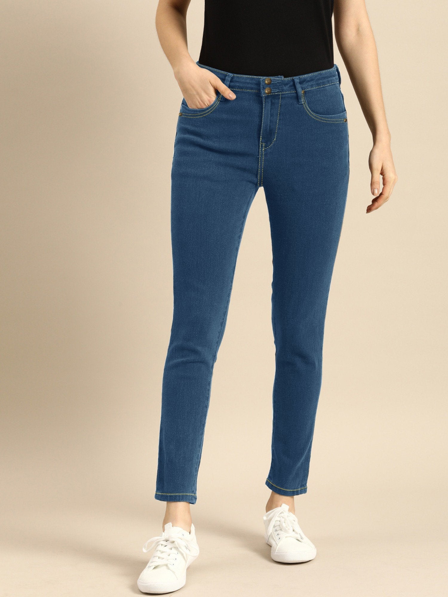 Zendra Petite Slim Fit Denim For Ladies-Blue Faded-BE1291