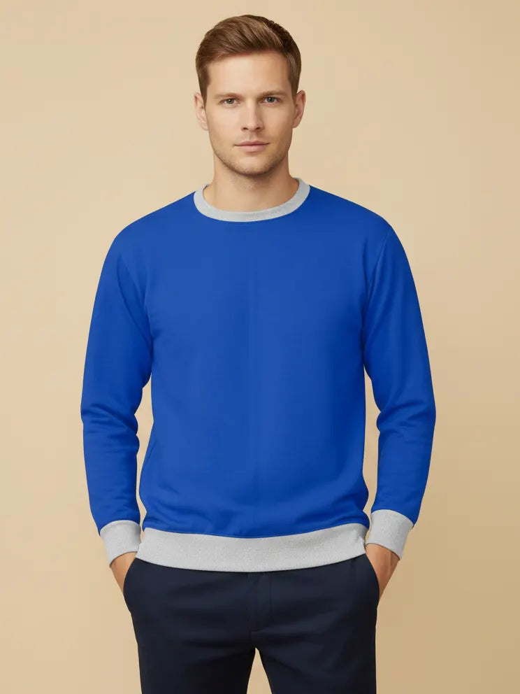 Upgrade Terry Fleece Funky Style Sweatshirt For Men-Light Blue with Grey-BE2512