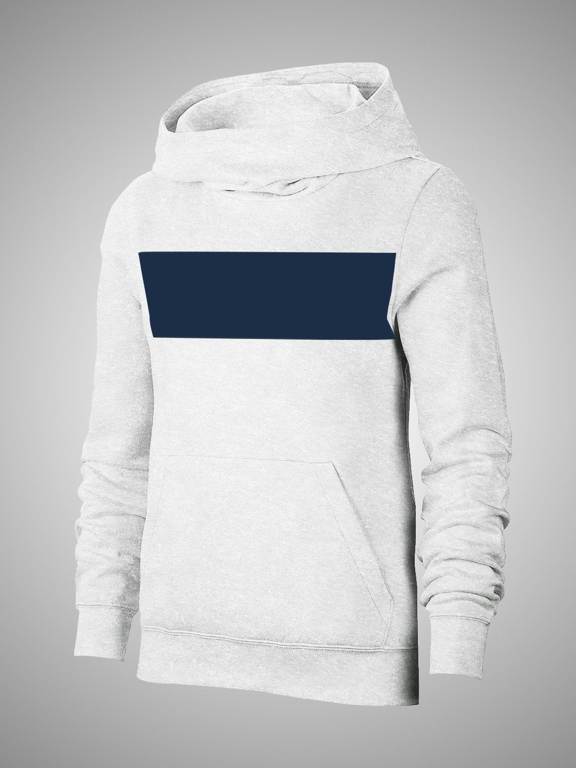 P&B Fleece Pullover Hoodie For Men-White Melange With Navy Panel-SP640