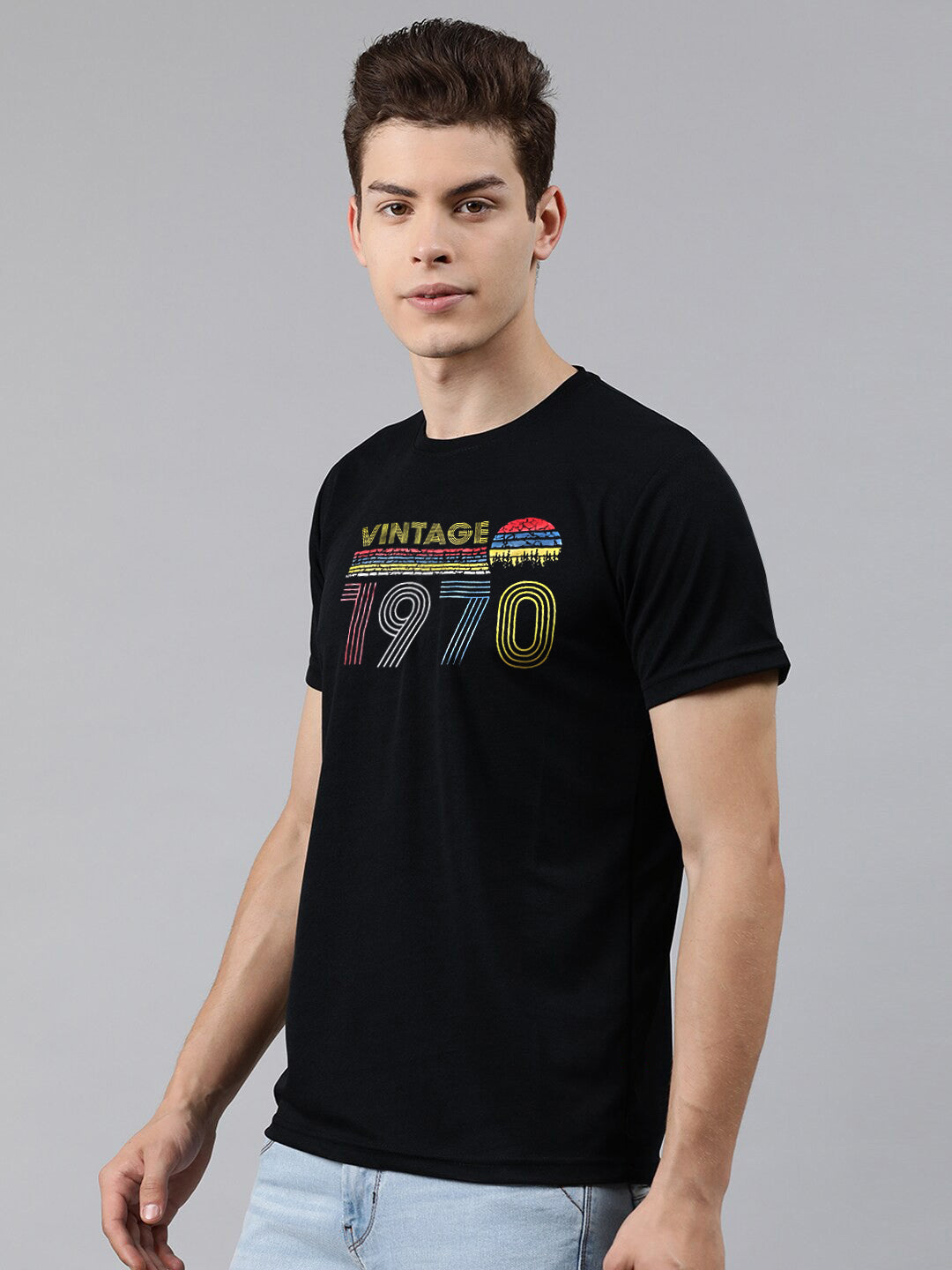 47 Lycra Summer T Shirt For Men-Black-BE3208/BR15656