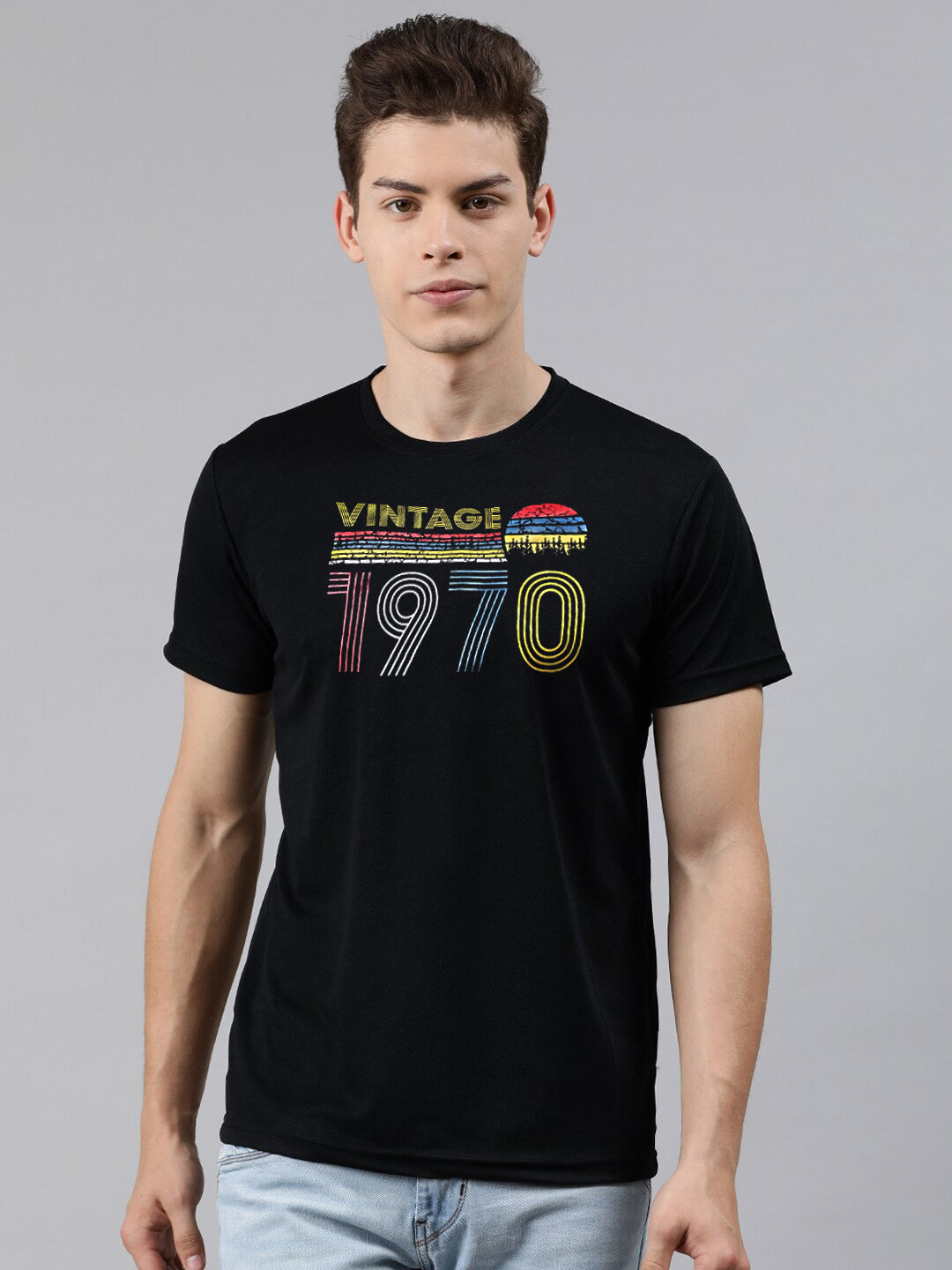 47 Lycra Summer T Shirt For Men-Black-BE3208/BR15656