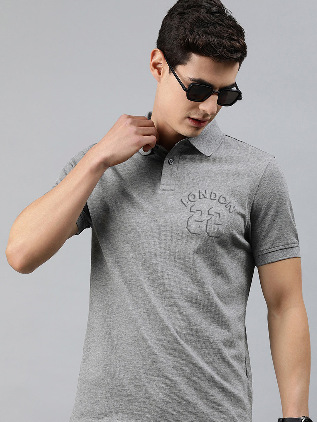 Basic London Half Sleeve Polo Shirt For Men-Grey Melange-SP1940/RT2486
