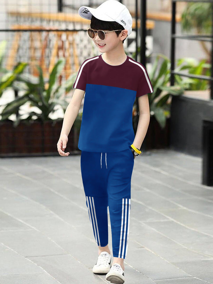 ADS Training Tracksuit For Kids-Maroon & Blue-BE984/BR13229