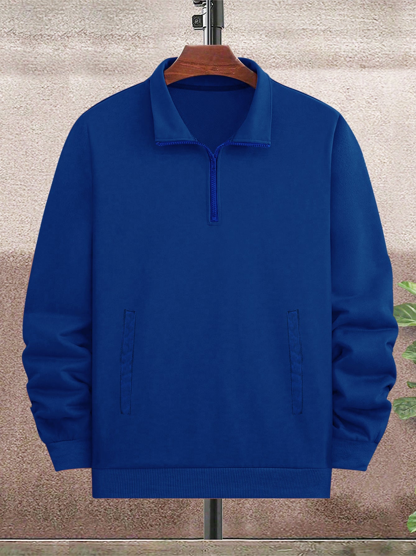 PPR Fleece Stylish 1/4 Zipper Mock Neck For Men-Dark Blue-BE251