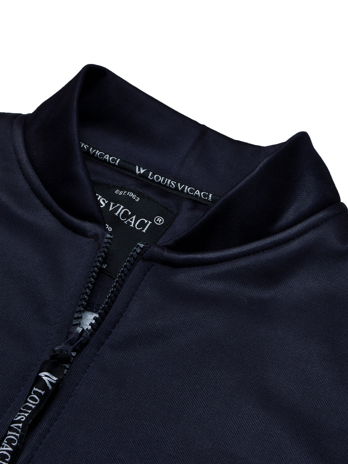 Louis Vicaci Active Wear Stylish Zipper Mock Neck For Men-Dark Navy-BE241/BR1049