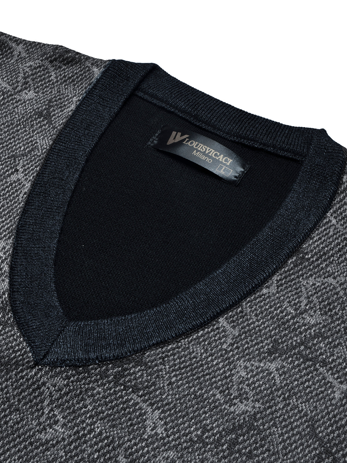 Louis Vicaci Full Sleeve Wool Sweatshirt For Men-Navy Melange with Print-BE273/BR1078