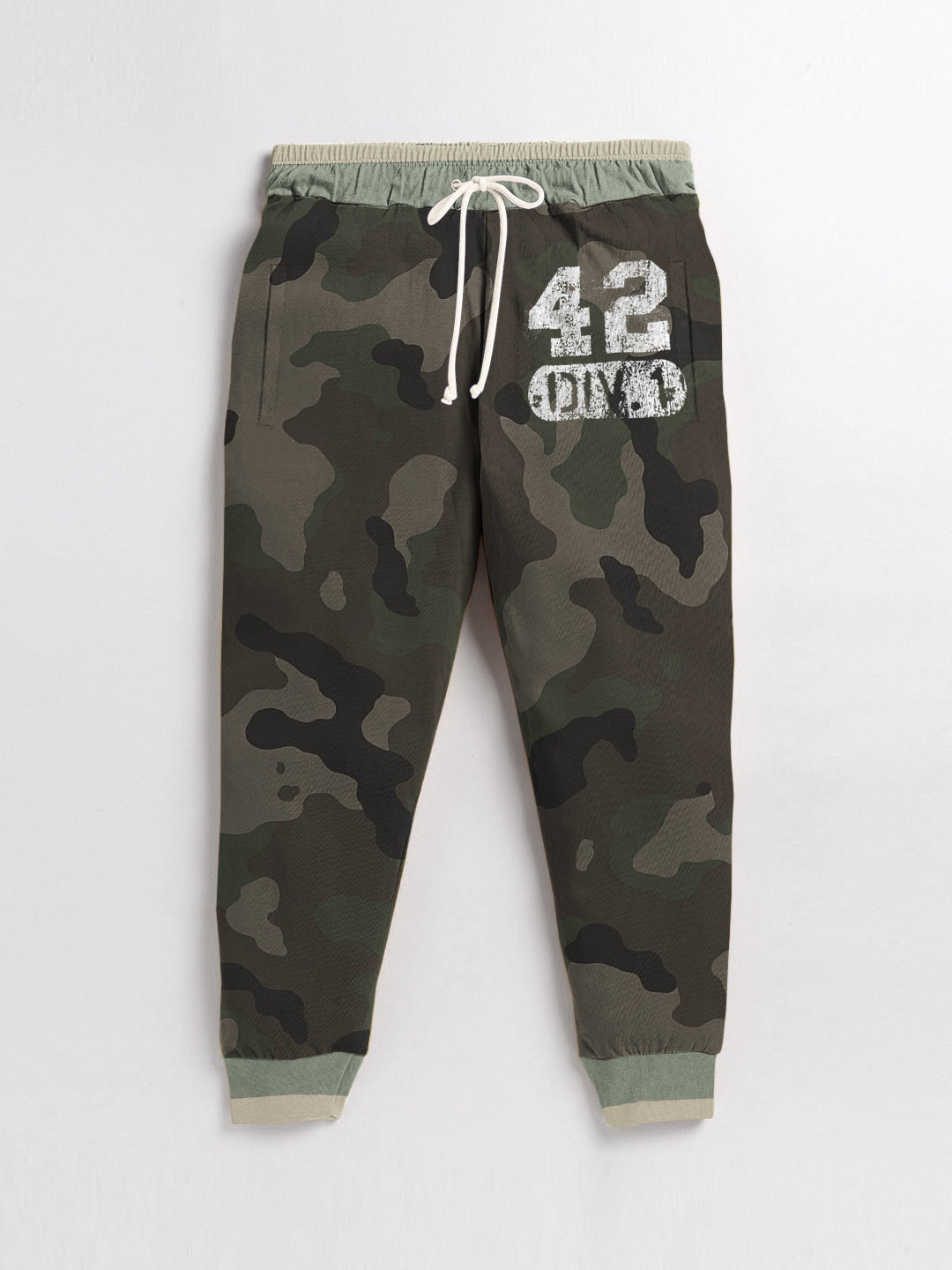 Red Pearl Fleece Jogger Trouser For Kids-Camouflage-BE343