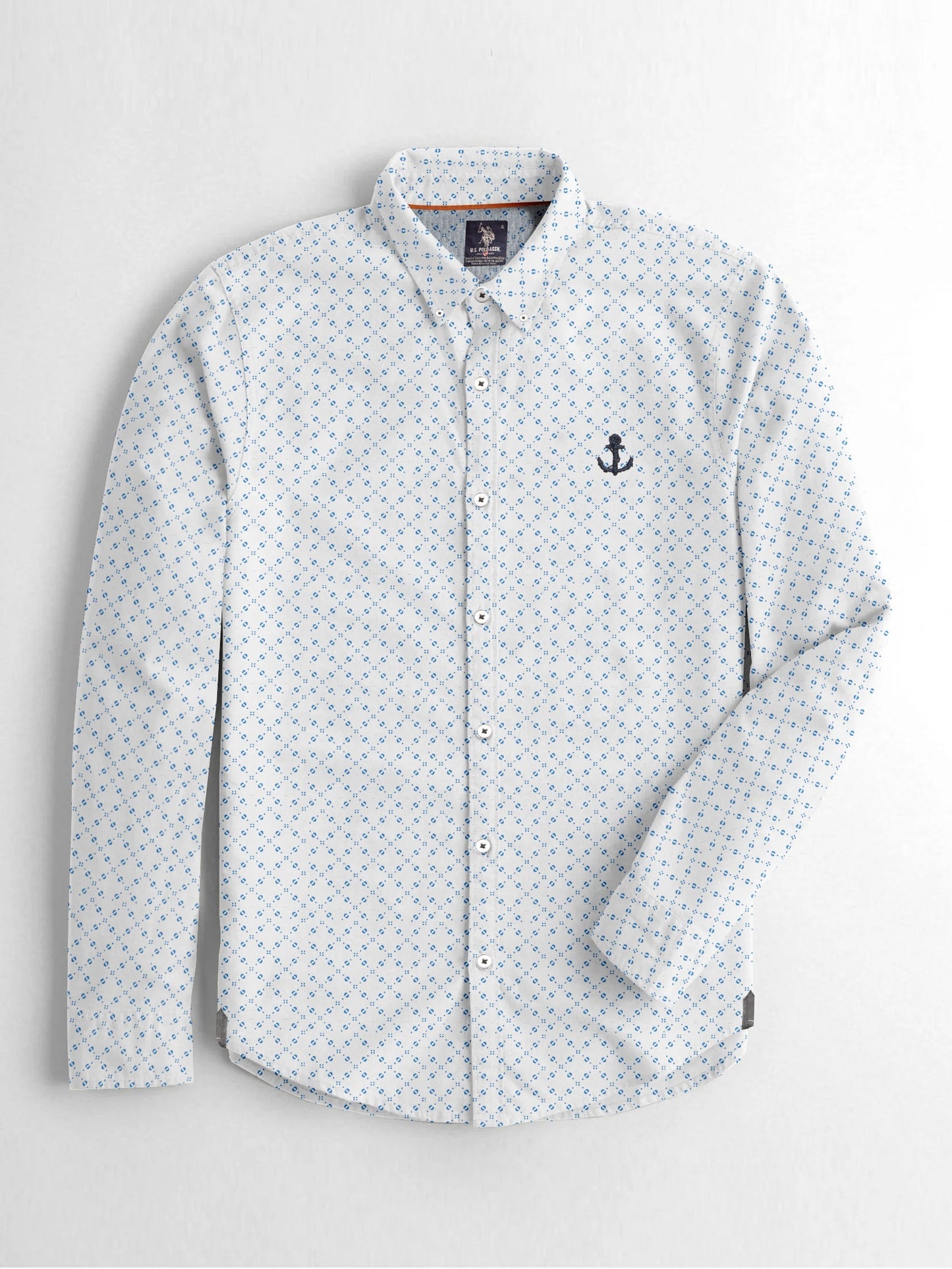 DKRS Premium Casual Shirt For Men-White with Allover Print-BE1416