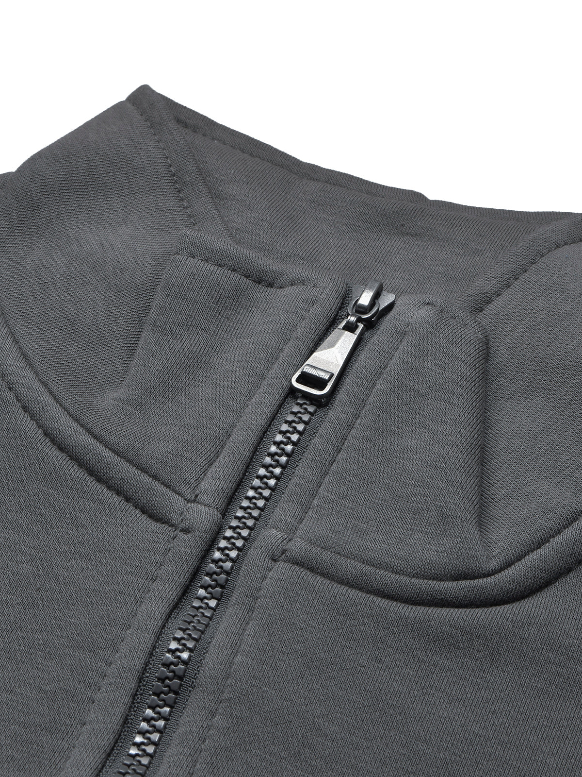 Payper Fleece Stylish 1/4 Zipper Mock Neck For Men-Dark Grey-BE338/BR1120