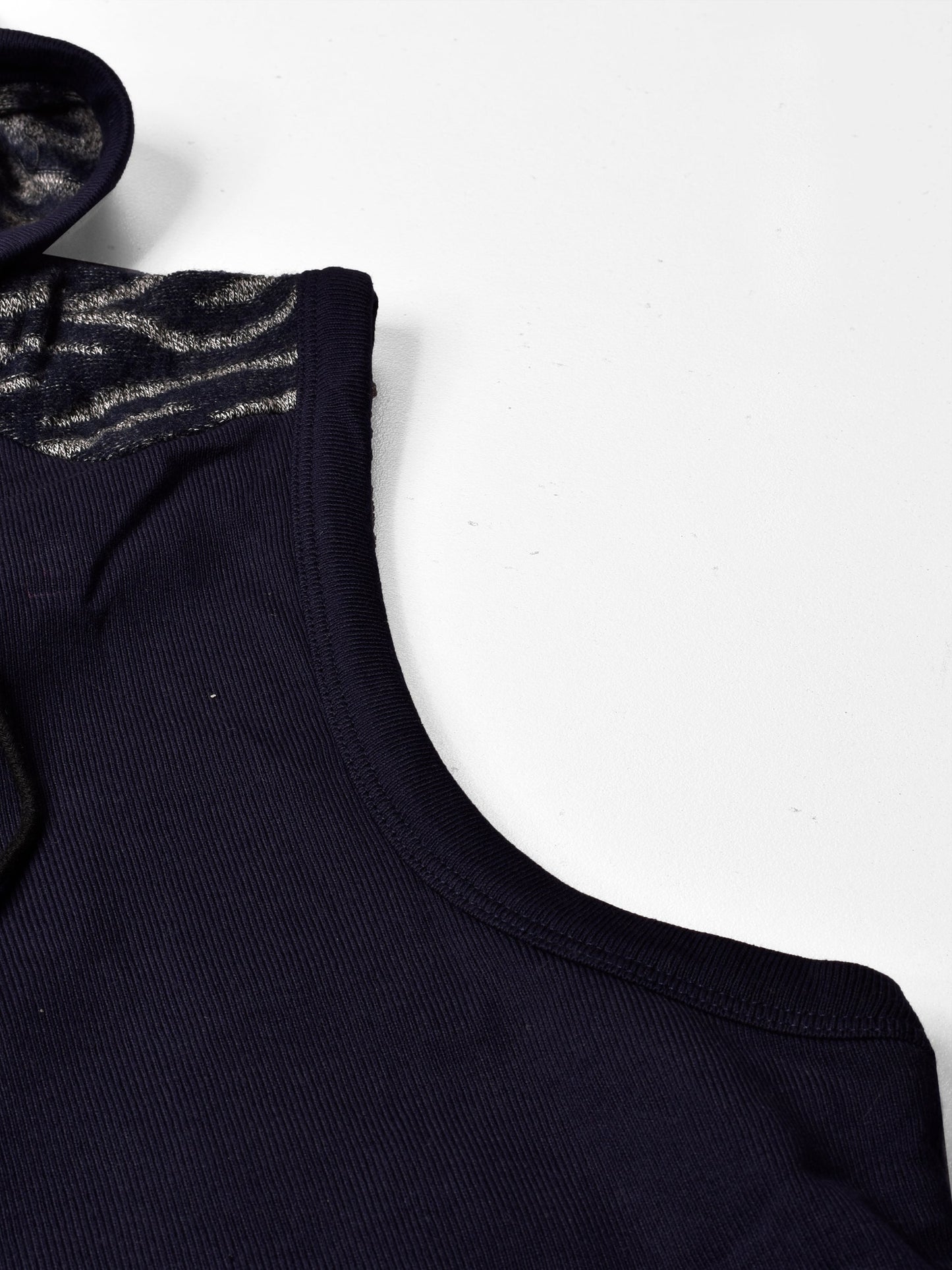 Louis Vicaci Fleece Sleeveless Zipper Sweater For Men-Navy Blue-RT1508