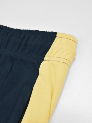 Summer Single Jersey Slim Fit Trouser For Men-Navy With Yellow Stripe-SP125/RT2096