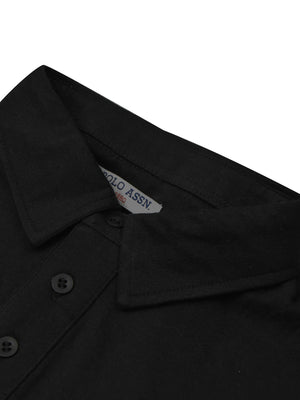 U.S Polo Assn. Long Sleeve Polo Shirt For Men-Black & Grey-BE330/BR1115