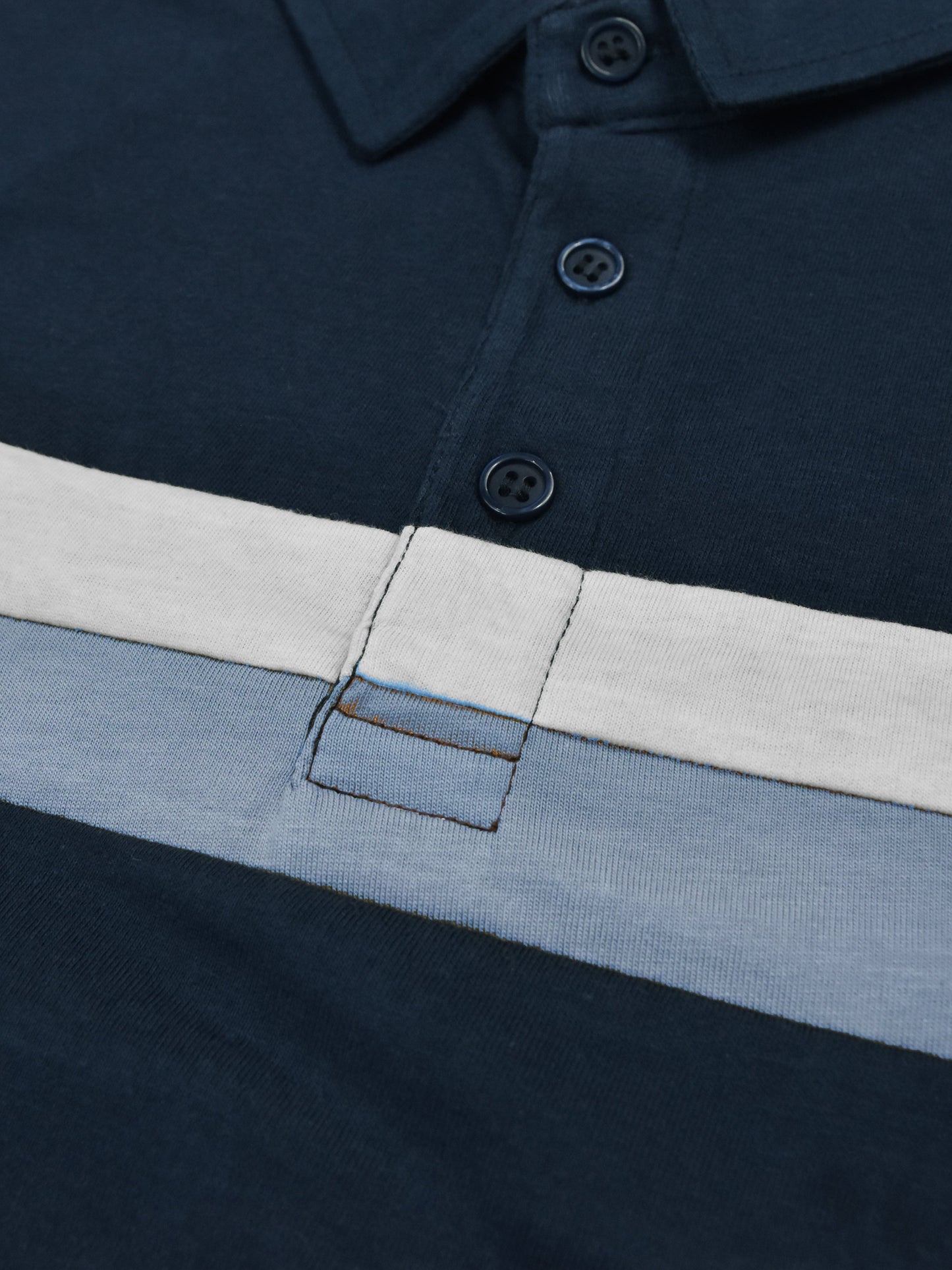 NXT Summer Polo Shirt For Men-Dark Navy With White & Sky Stripe-SP1450/RT2338