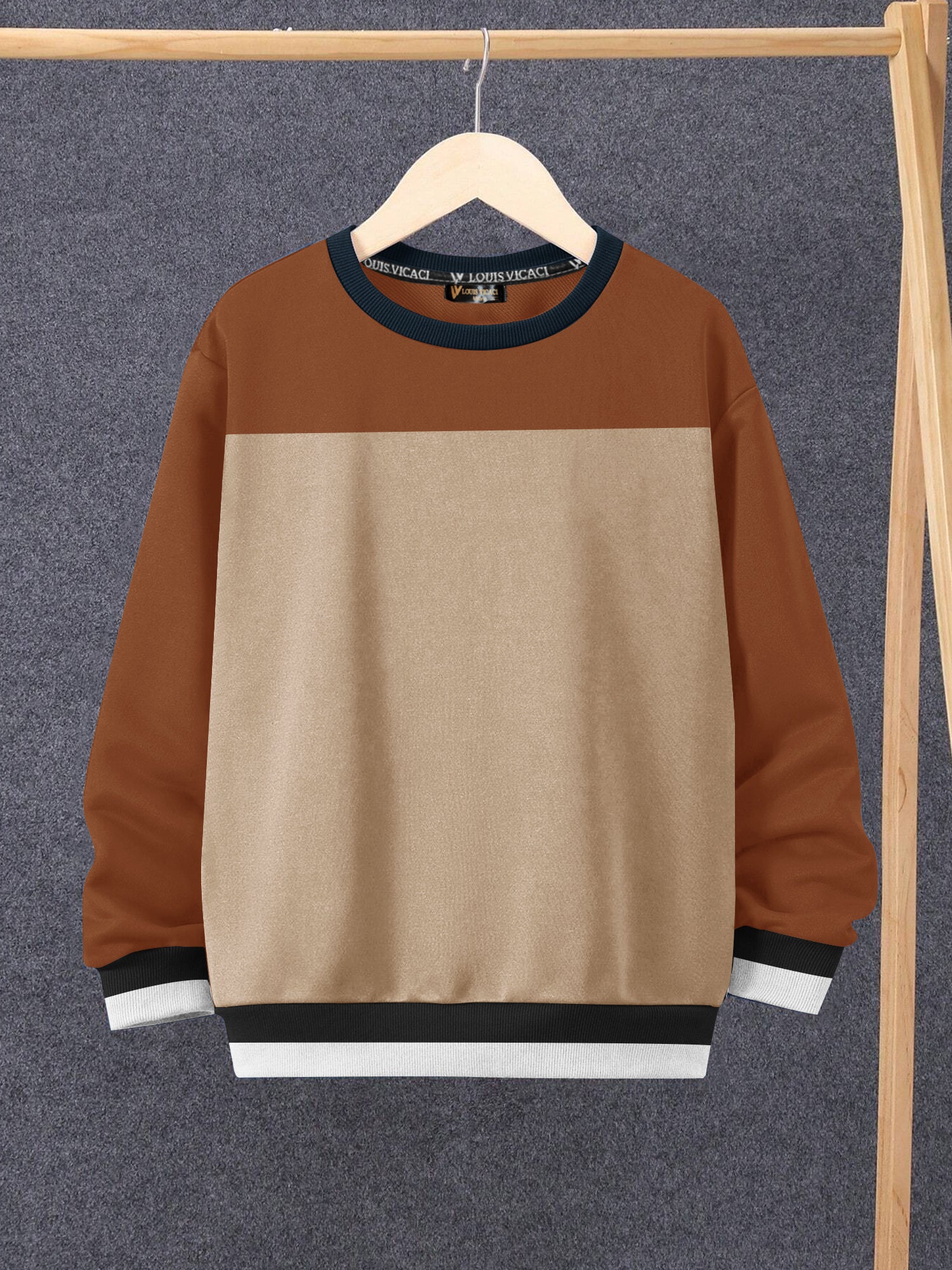 Louis Vicaci Fleece Sweatshirt For Kids-Camel & Brown-SP1486/RT2346