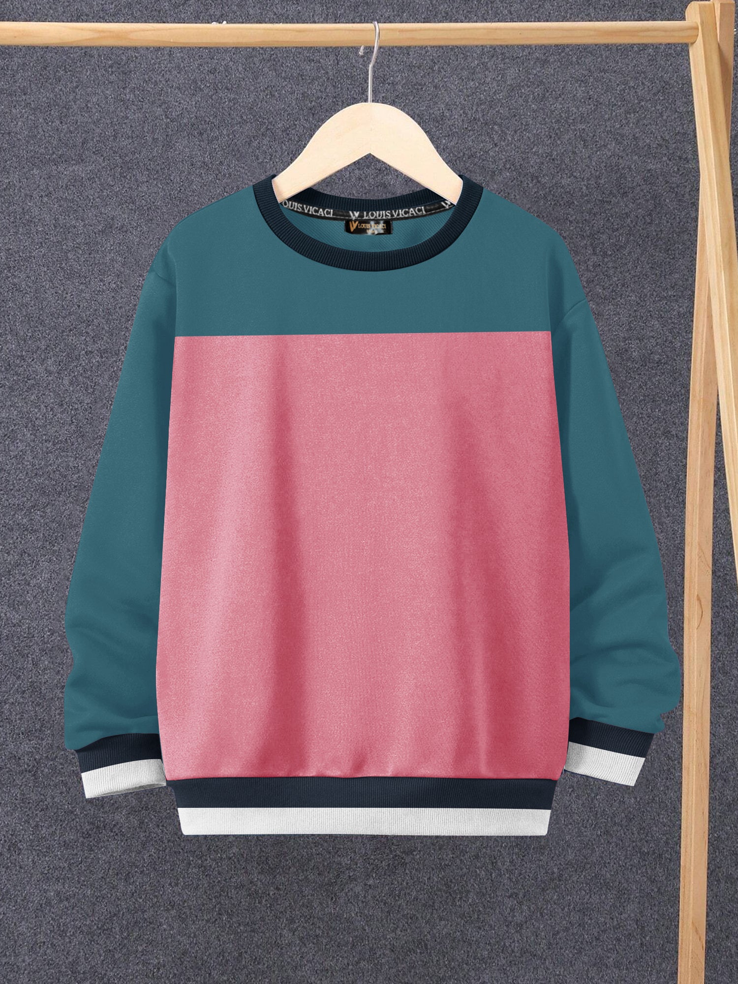 Louis Vicaci Fleece Sweatshirt For Kids-Pink Melange & Slate Blue-SP1489/RT2349