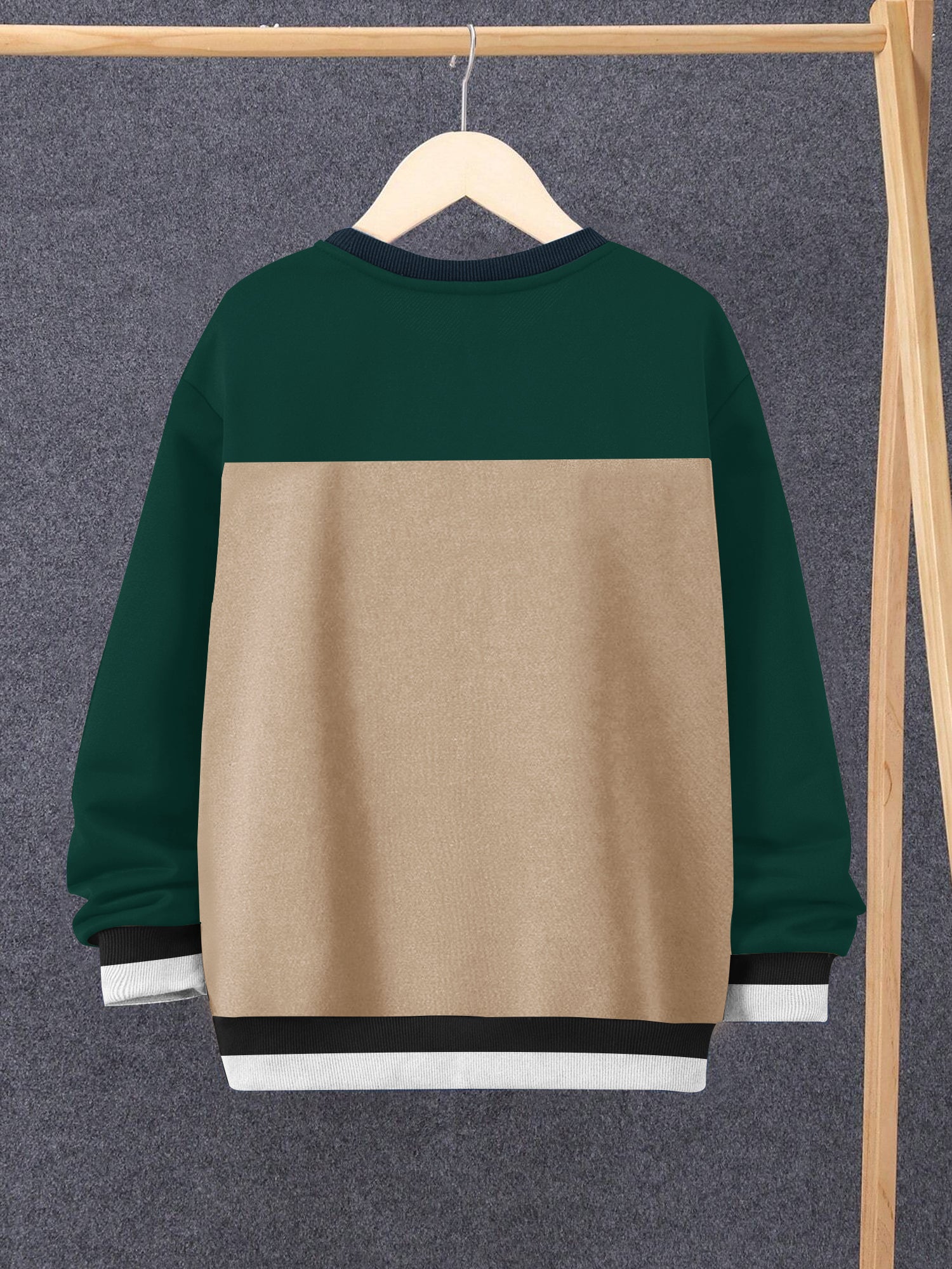 Louis Vicaci Fleece Sweatshirt For Kids-Camel & Dark Green-SP1487/RT2347