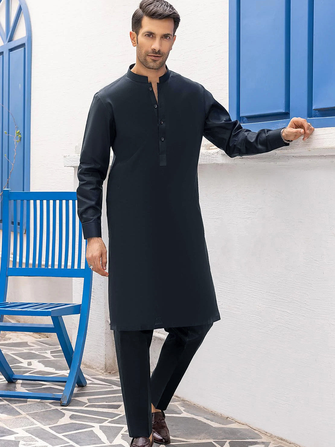 Maryland Cotton Sutton Unstitched Suit For Men-Navy-SP1815/RT2447