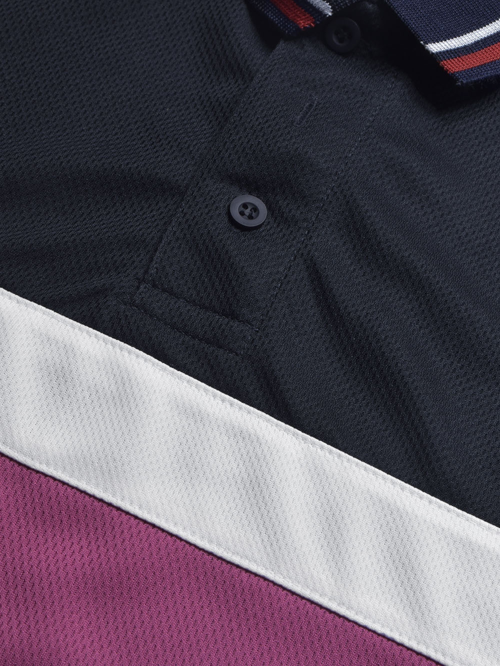 LV Summer Active Wear Polo Shirt For Men-Navy with White & Pink Panels-BE1708/BR13917