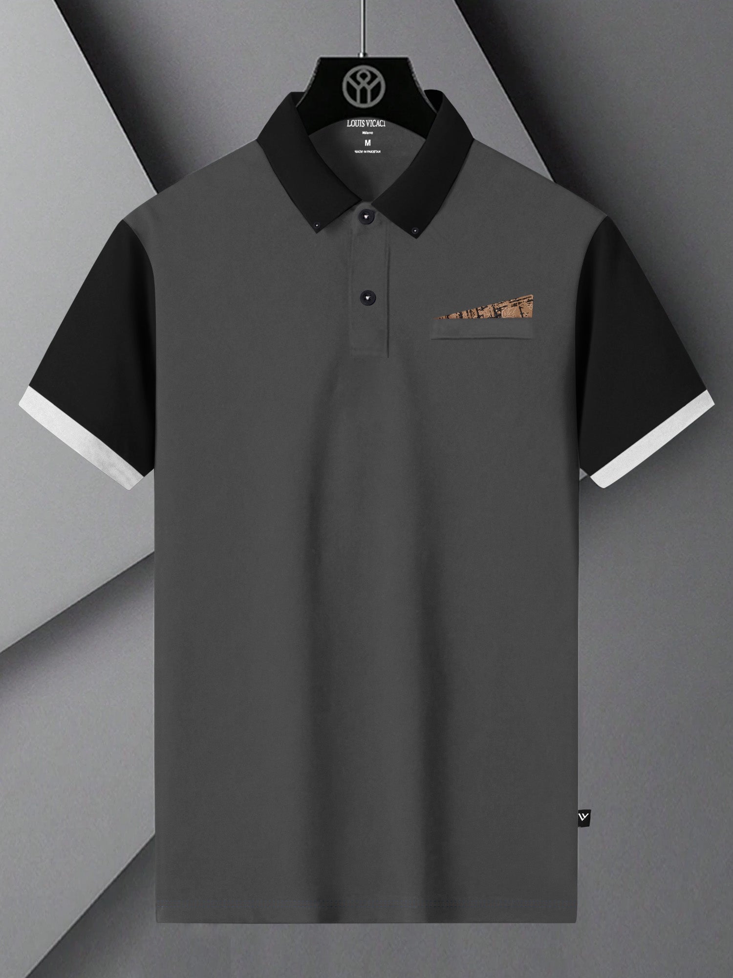 LV Summer Polo Shirt For Men-Dark Grey with Black-BE766/BR13013