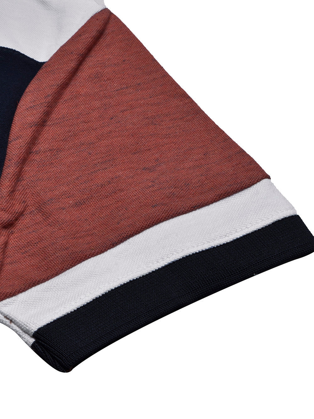 LV Summer Polo Shirt For Men-Dark Orange Melange with Navy & White Panel-BE837/BR13074