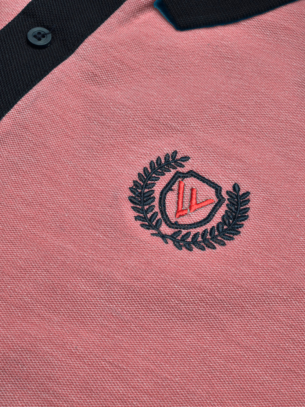 LV Summer Polo Shirt For Men-Dark Pink Melange & Dark Navy-BE857/BR13095
