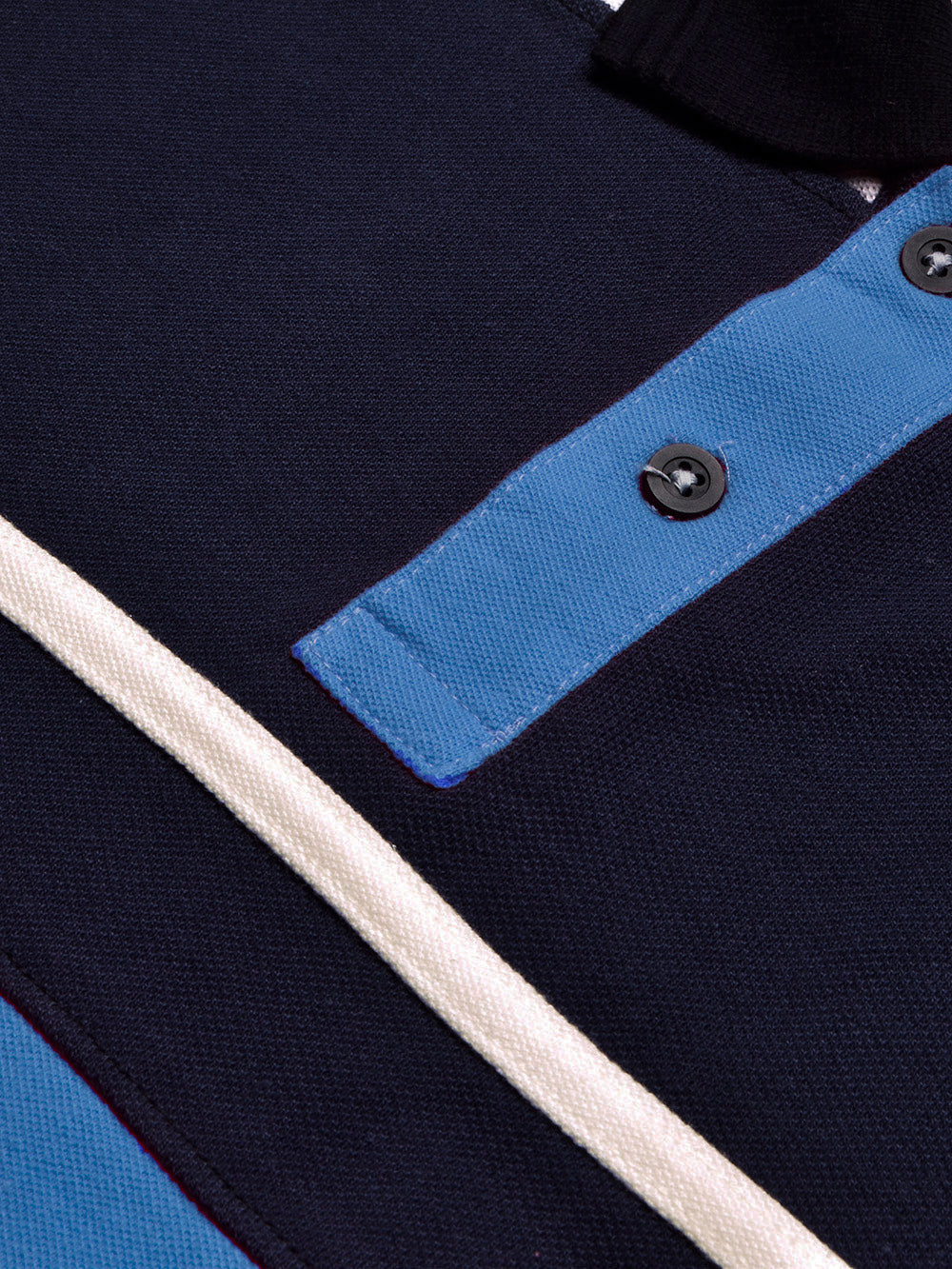 LV Summer Polo Shirt For Men-Sky with Off White & Navy Panel-BE878/BR13116