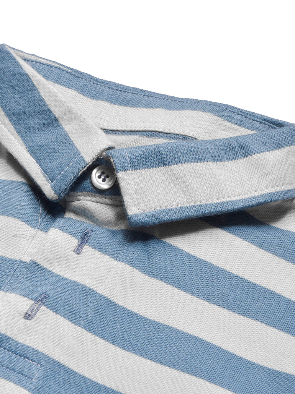 Louis Vicaci Long Sleeve Polo Shirt For Kids-Bond Blue with White Stripe-BE947
