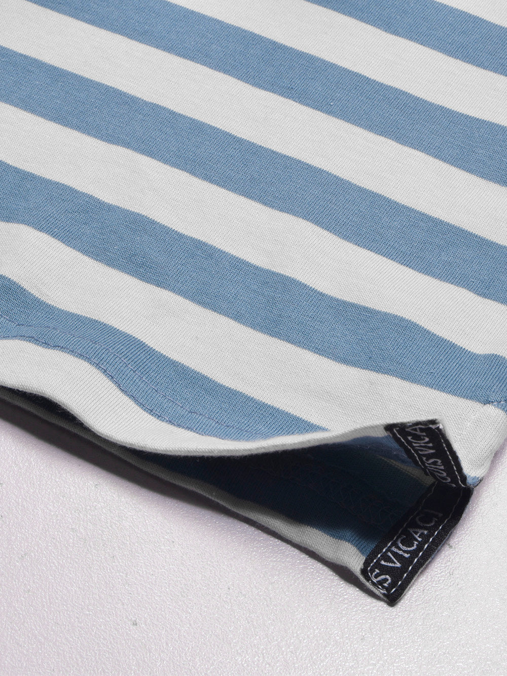 Louis Vicaci Long Sleeve Polo Shirt For Kids-Bond Blue with White Stripe-BE947