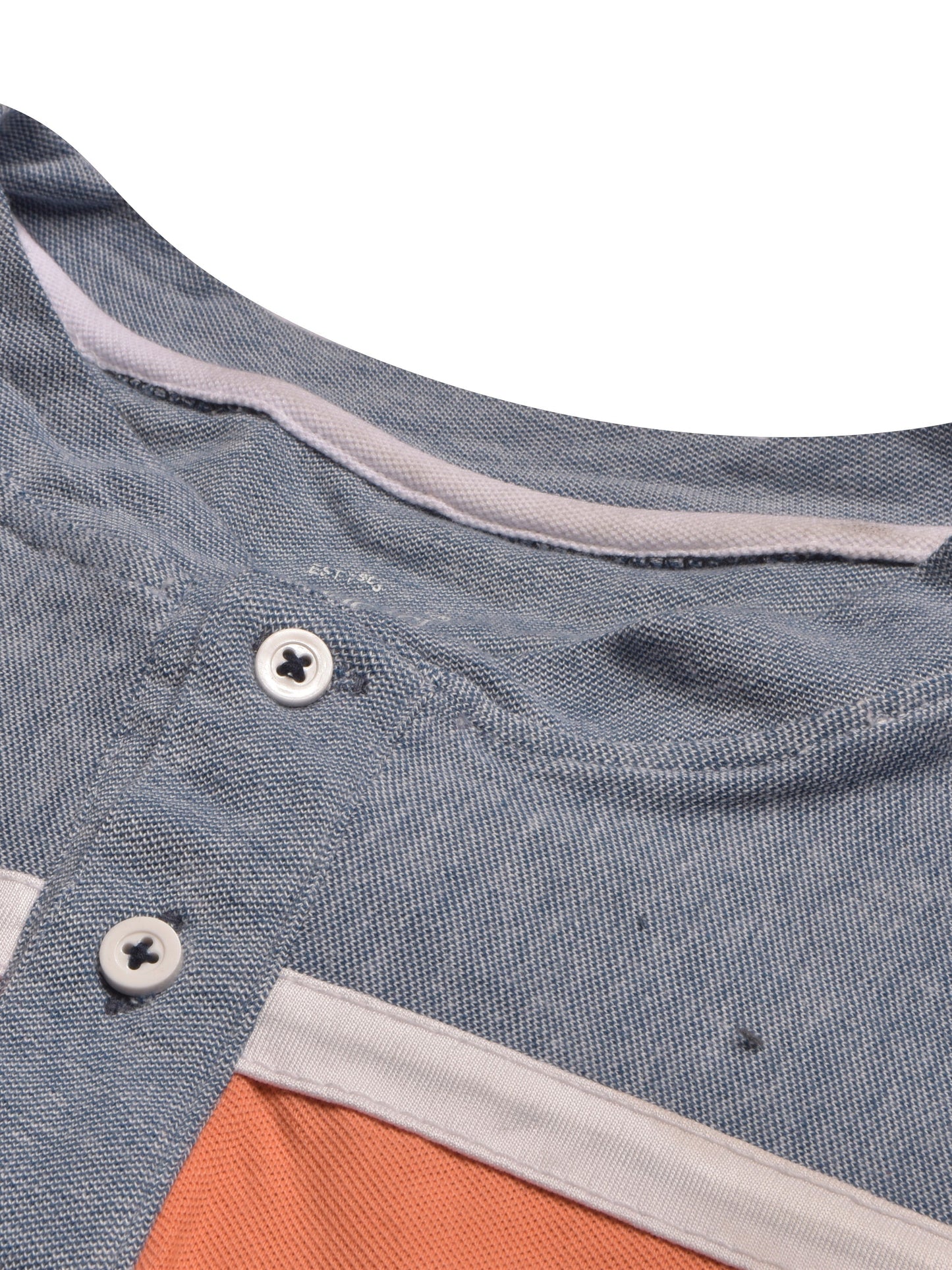 Louis Vicaci P.Q Long Sleeve Henley Shirt For Men-Navy Melange with Orange-BE957