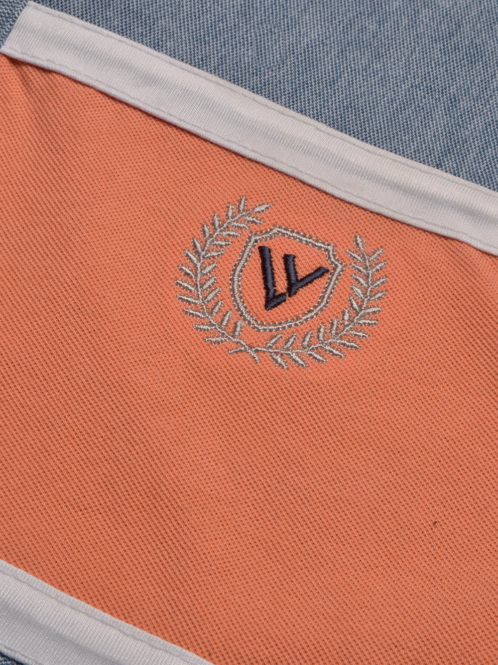 Louis Vicaci P.Q Long Sleeve Henley Shirt For Men-Navy Melange with Orange-BE957
