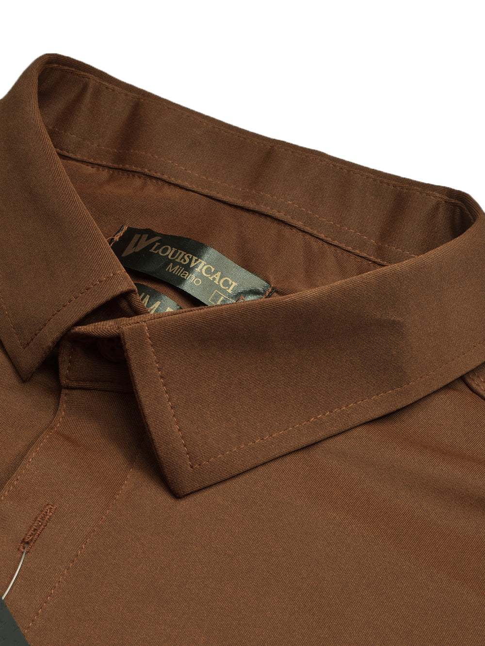 Louis Vicaci Super Stretchy Slim Fit Long Sleeve Summer Formal Casual Shirt For Men-Brown-BE1268/BR13512