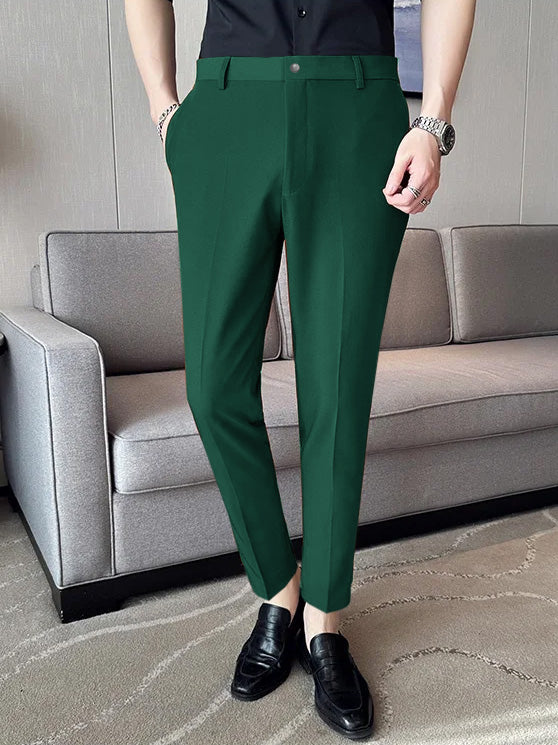 Louis Vicaci Interlock Stretchy Slim Fit Pent For Men-Dark Green-BE1024/BR13259