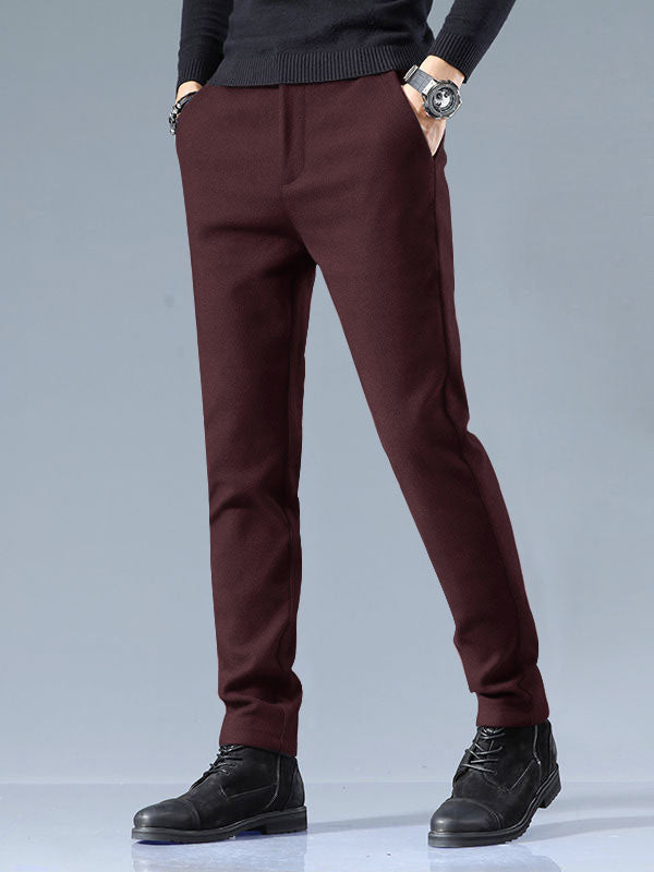 Louis Vicaci Interlock Stretchy Slim Fit Pent For Men-Maroon-SP1788/RT2438