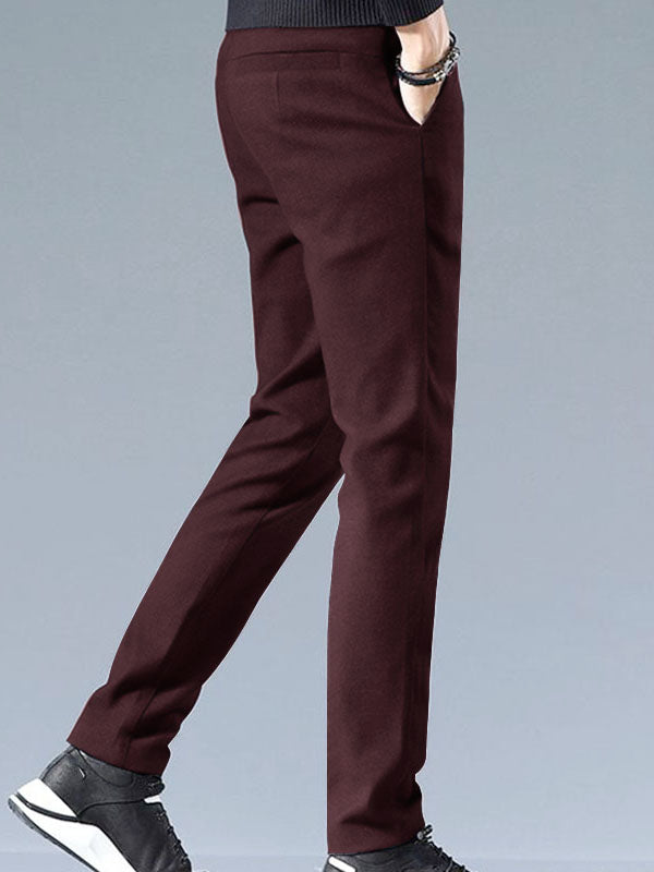 Louis Vicaci Interlock Stretchy Slim Fit Pent For Men-Maroon-SP1788/RT2438