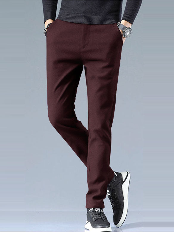 Louis Vicaci Interlock Stretchy Slim Fit Pent For Men-Maroon-SP1788/RT2438
