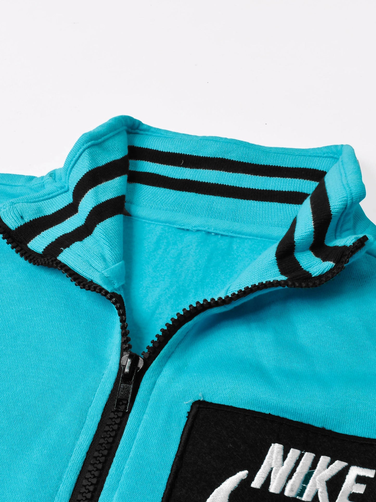 NK Fleece Zipper Mock Neck Jacket For Men Cyan Blue-SP314/RT2131