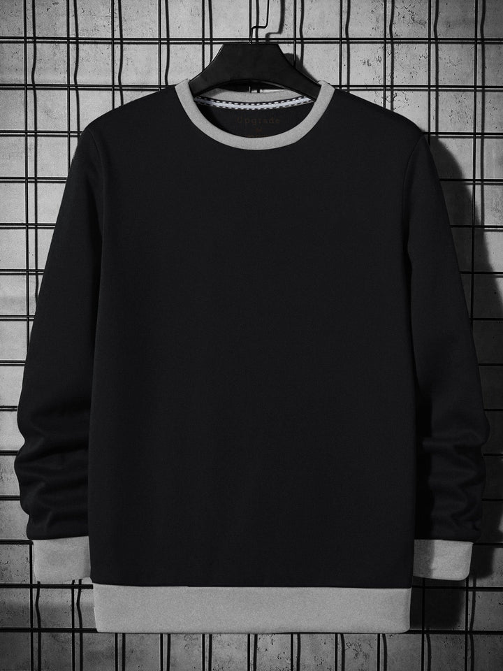 NK Fleece Funky Style Sweatshirt For Me-Black with Grey-BE2527