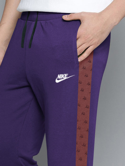 NK Fleece Jogger Sweatpant For Men-Purple with Brown Panel-BE2697