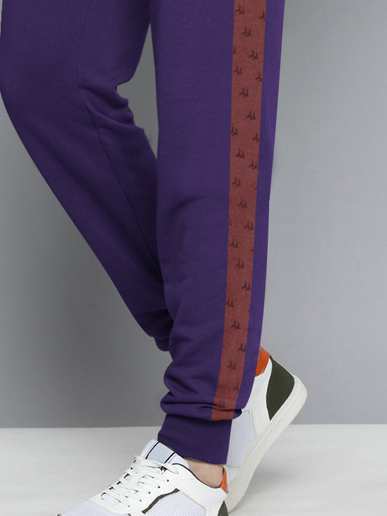 NK Fleece Jogger Sweatpant For Men-Purple with Brown Panel-BE2697