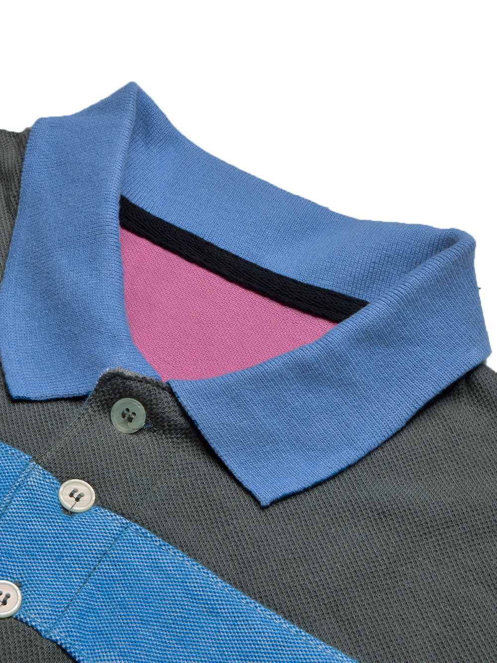 NXT Summer Polo Shirt For Men-Dark Slate Grey with Sky & Pink Stripe-BE755/BR13002