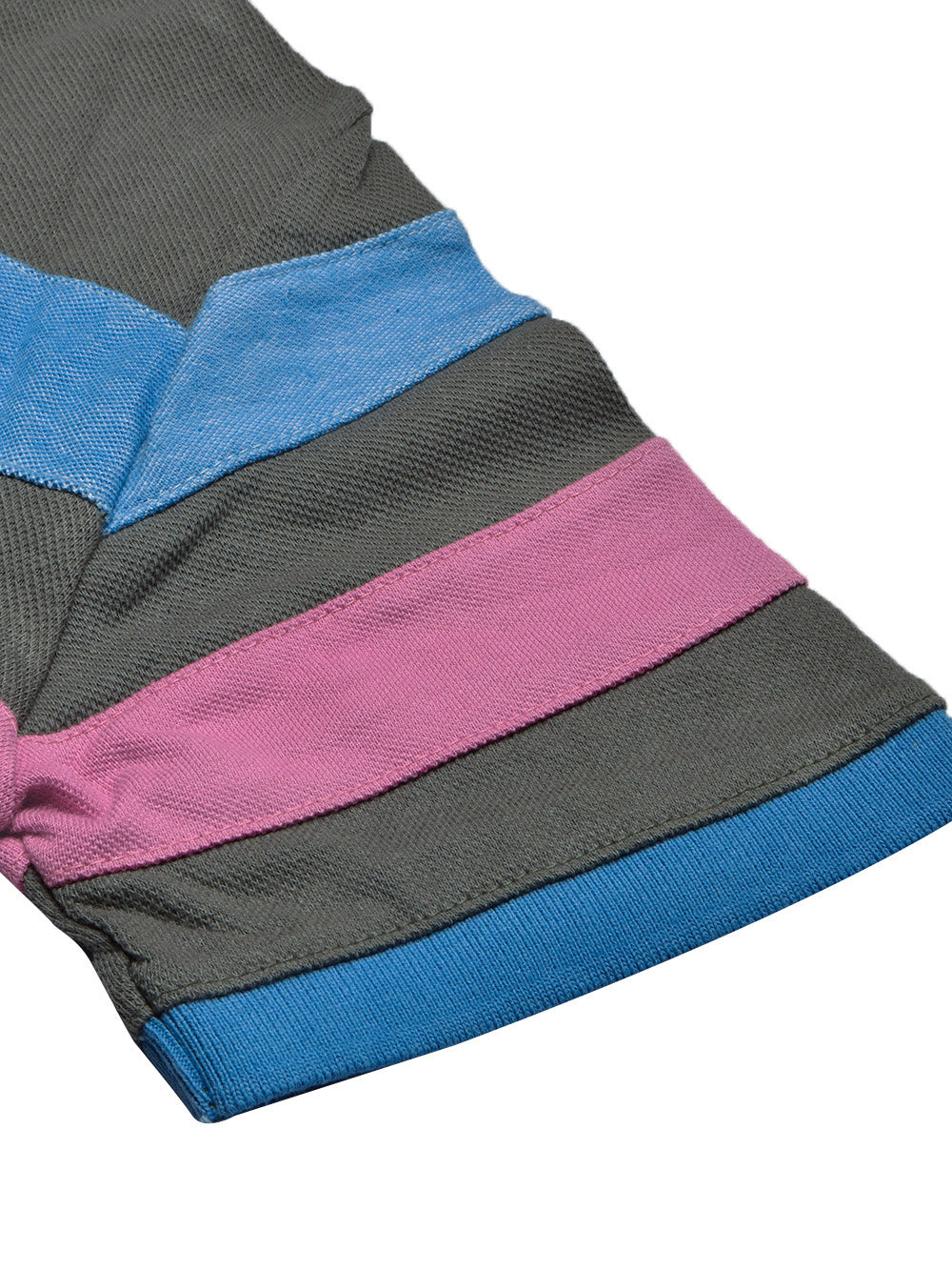 NXT Summer Polo Shirt For Men-Dark Slate Grey with Sky & Pink Stripe-BE755/BR13002