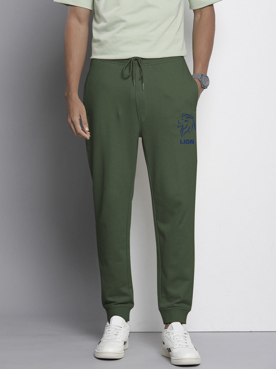 NXT Terry Fleece Jogger Sweatpant For Men-Olive Green-BE2683
