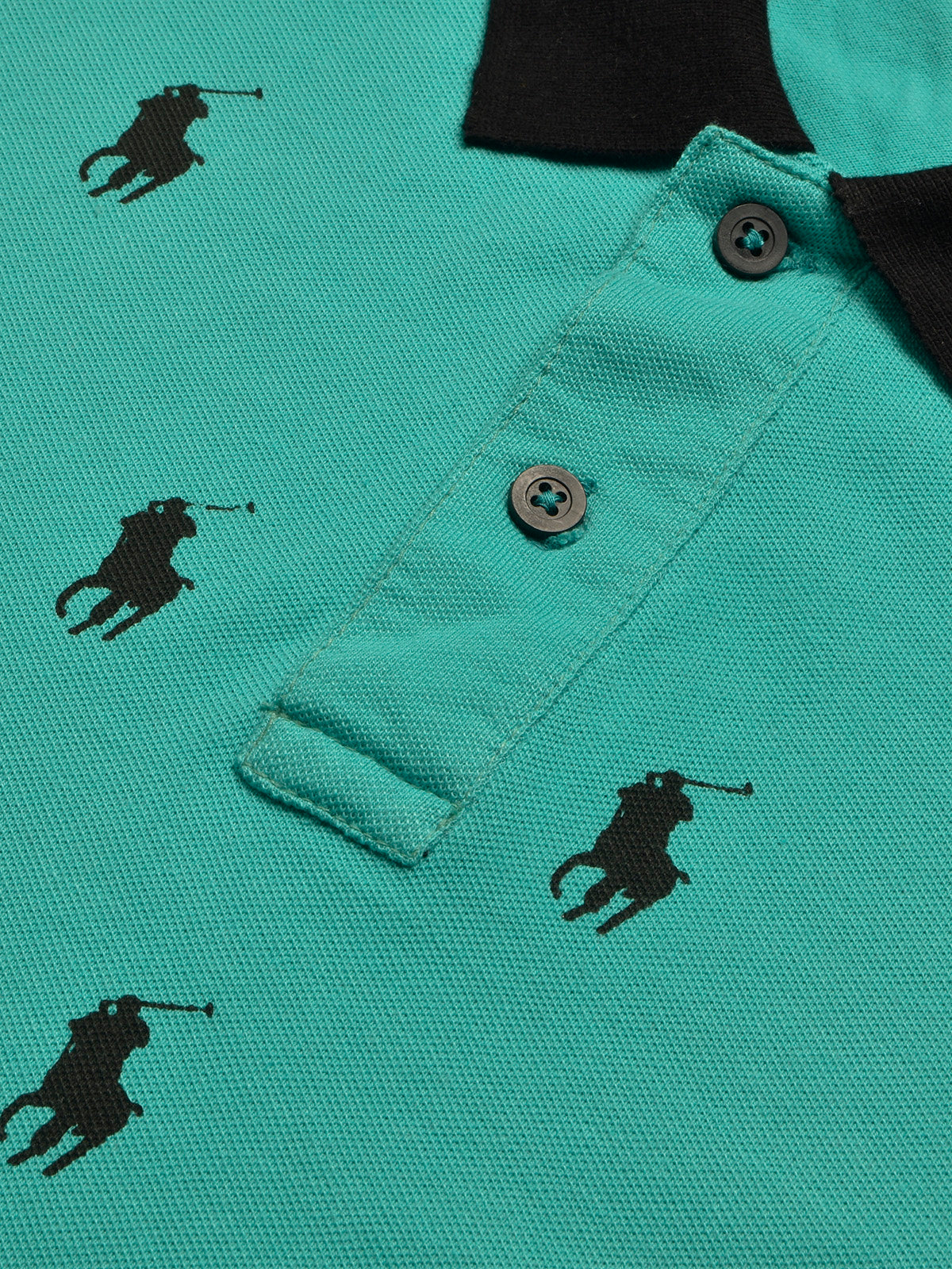 PRL Summer Polo Shirt For Men-Cyan Green with Allover Print-BE697/BR12950