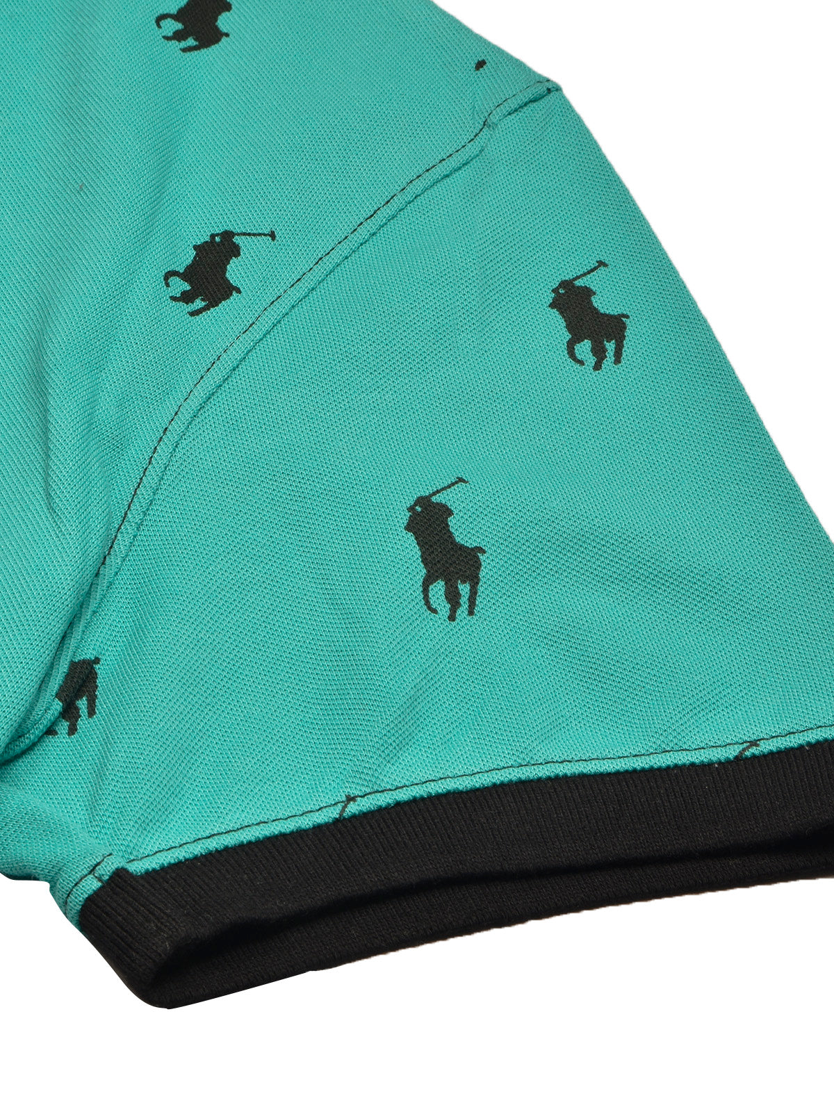 PRL Summer Polo Shirt For Men-Cyan Green with Allover Print-BE697/BR12950