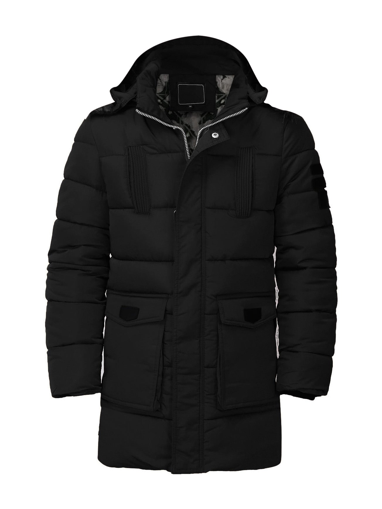 Premium Imported Macro Long Puffer Jacket-Black-BR14335