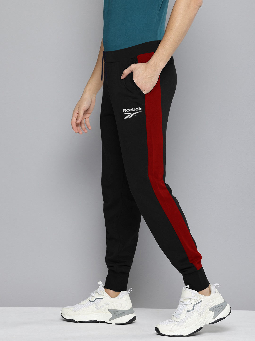 RBK Fleece Jogger Sweatpant For Men-Black with Red Panel-BE2671
