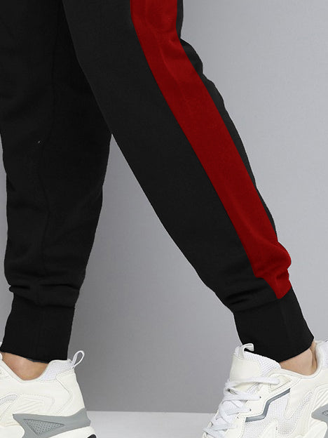 RBK Fleece Jogger Sweatpant For Men-Black with Red Panel-BE2671
