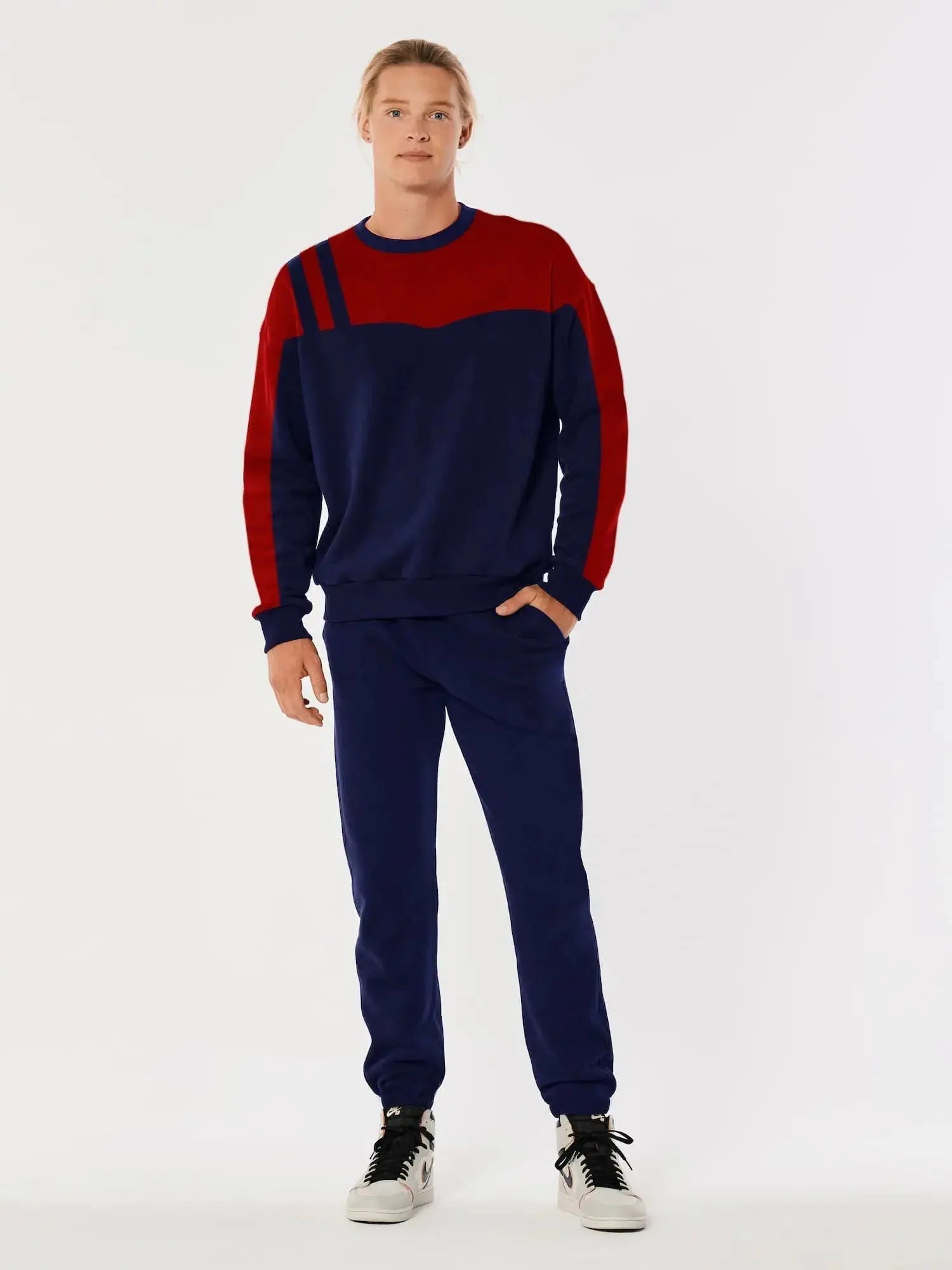 U.S Polo Assn Fleece Tracksuit For Men Dark Navy & Red-SP302/RT2129