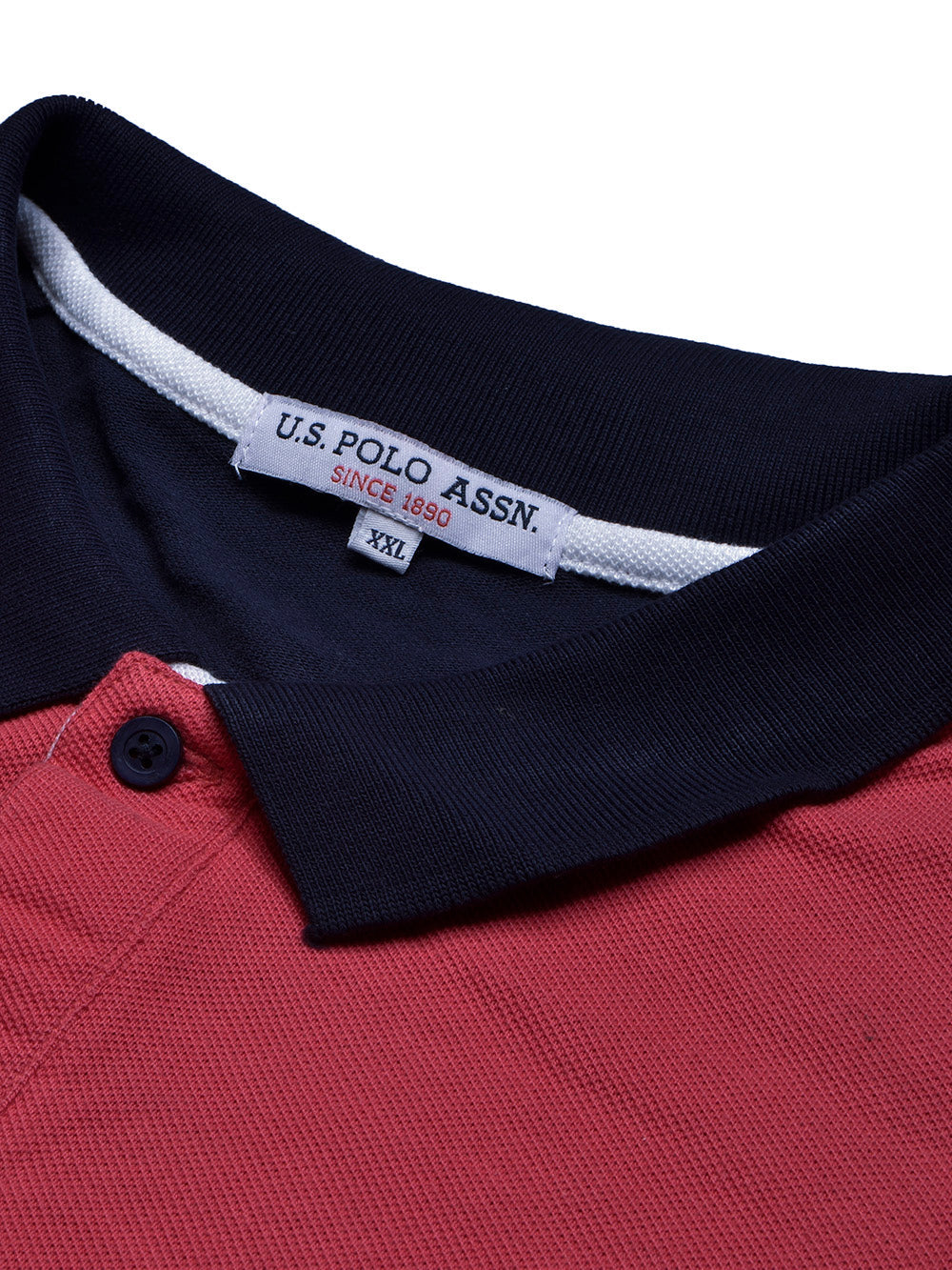 U.S Polo Assn. Summer Polo Shirt For Men-Dark Pink with Navy & White Panel-BE807