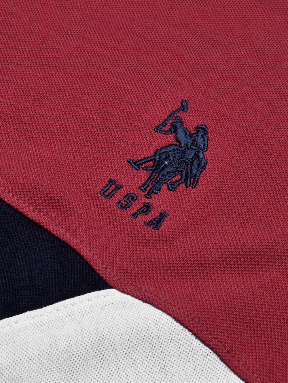 U.S Polo Assn. Summer Polo Shirt For Men-Dark Pink with Navy & White Panel-BE807